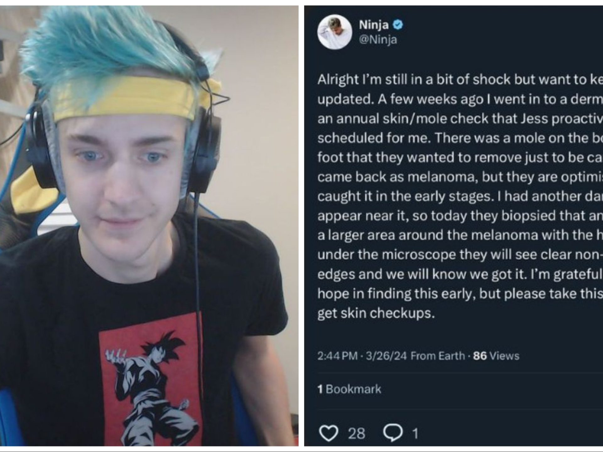 Ninja, il più noto streamer di Twitch, ha il cancro: annuncio shock
