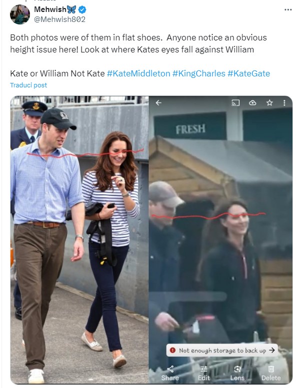 No es Kate quien camina con William, la comparación de fotografías reaviva la tesis de la conspiración