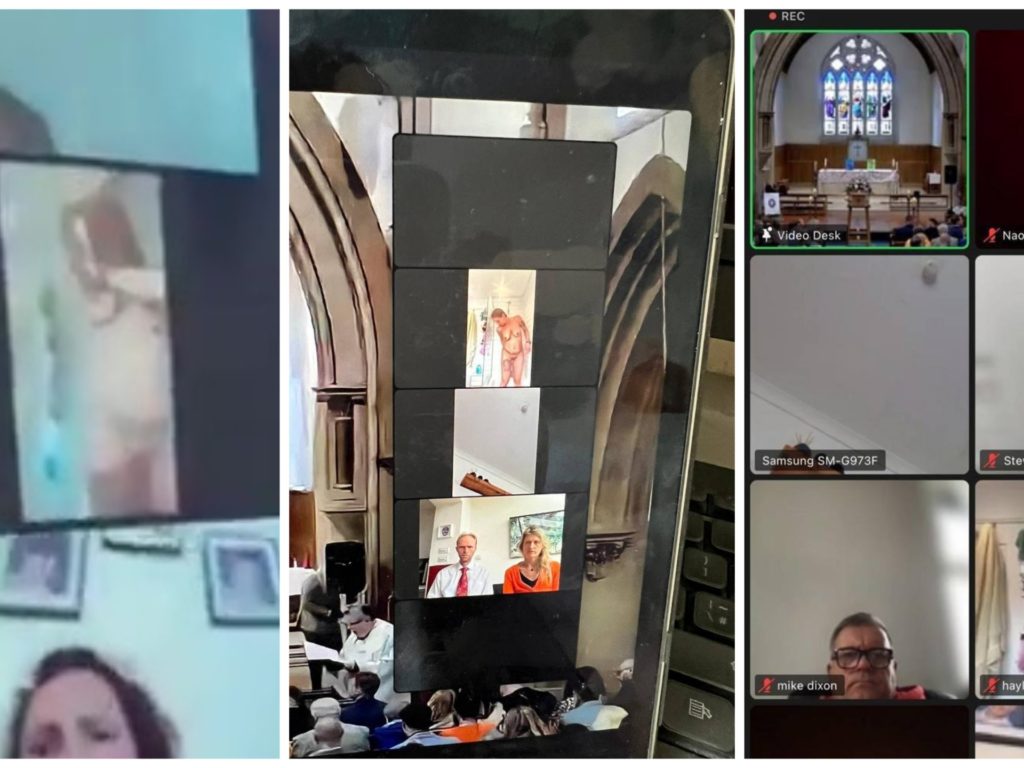 Nackt in der Kirche während der Beerdigung per Zoom, peinliches Video