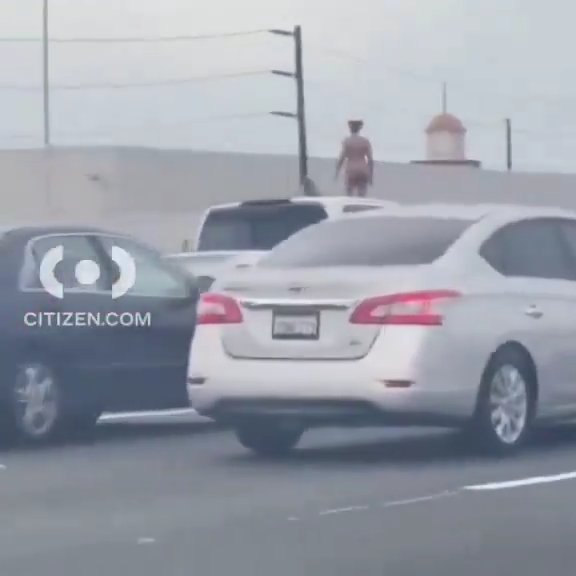 Perseguida por la policía, se sube al techo del coche y se desnuda: desnuda, pone el tráfico en picada