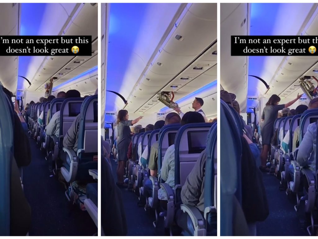 Angst bei einer Boeing, bei der Landung löst sich bei den Passagieren die Decke