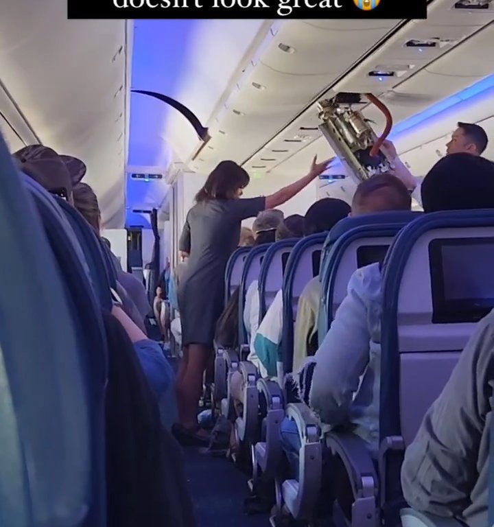 Miedo en un Boeing: el techo se desprende sobre los pasajeros durante el aterrizaje