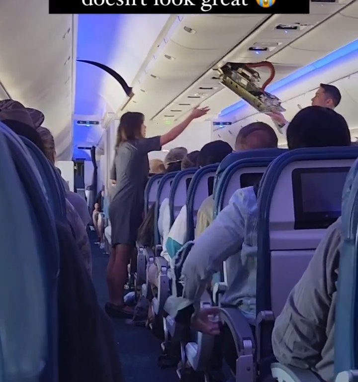 Miedo en un Boeing: el techo se desprende sobre los pasajeros durante el aterrizaje