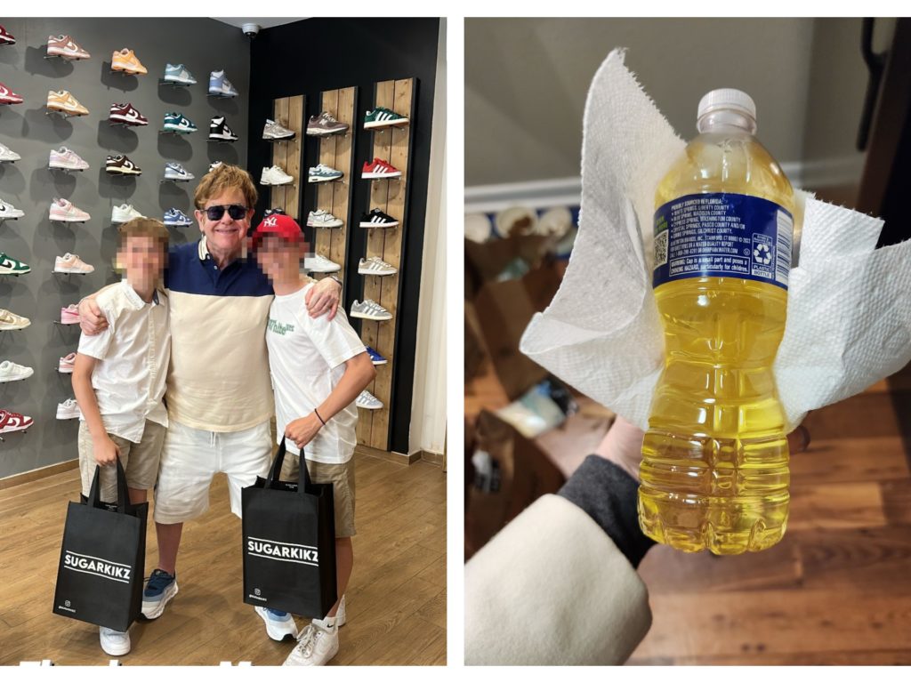 Elton John pinkelt in einem Laden: Er rettet sich mit der Flasche