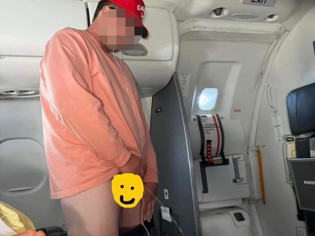 Il sort son pénis et fait pipi dans l'avion devant tout le monde, l'avion atterrit, arrêté