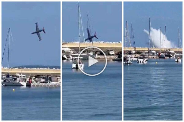 Avión se estrella en el mar frente a decenas de personas: impactante vídeo