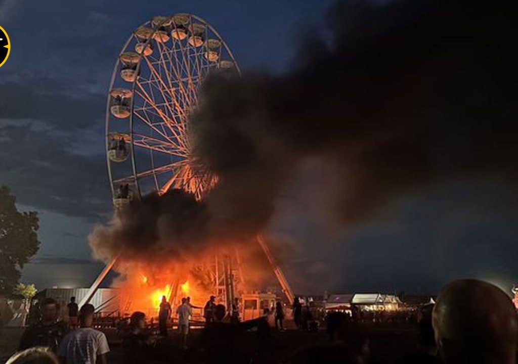 Orrore alla festa di paese, incendio sulla ruota panoramica piena di persone