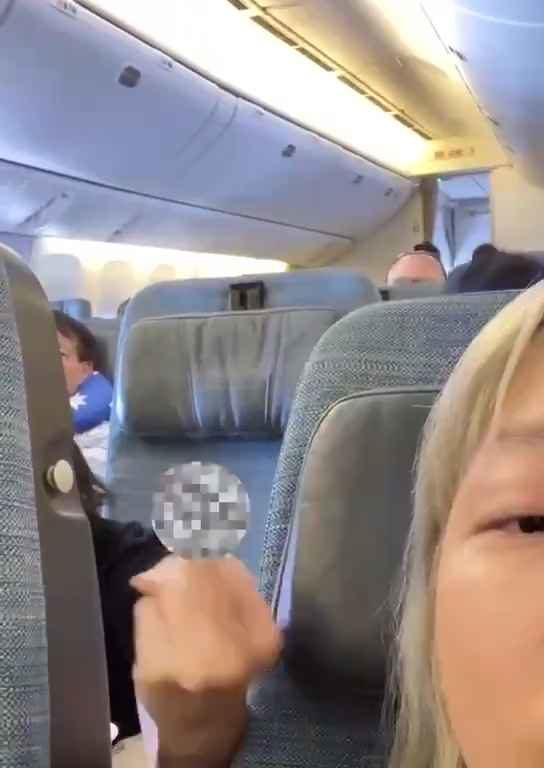 Il incline son siège dans l'avion et une bagarre éclate : insultes et coups de pied, puis vient l'expulsion.