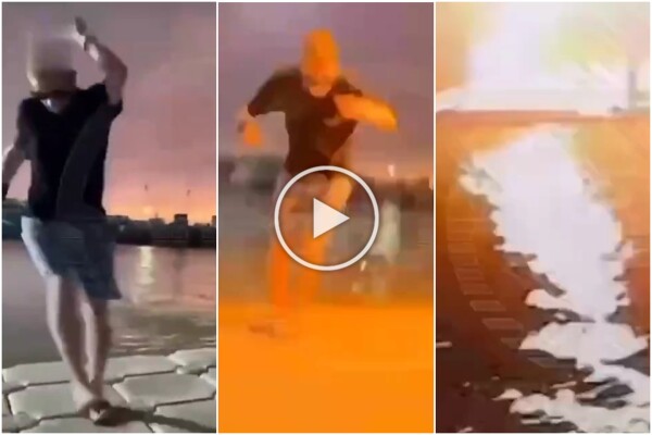 Un touriste danse et la foudre le frappe, il prend feu mais survit : vidéo