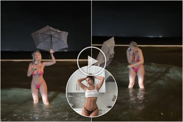 Influencer fa previsioni meteo su uragano in bikini: sui social definita "disgustosa"